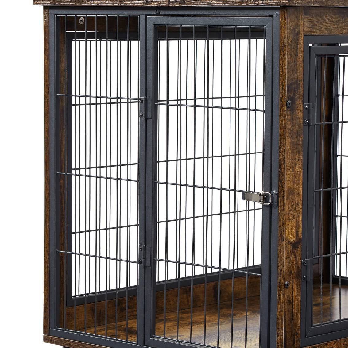 Furniture Dog Cage Crate With Double Doors Rustic Brown