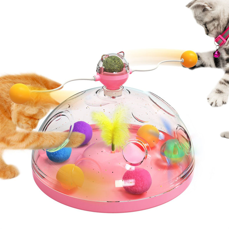 Meows Windmill Cat Toy, Interactive Turntable with Catnip and Luminous Ball