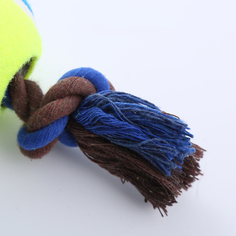 Pet Dog Toy – Corduroy Tennis Ball with Cotton Rope, Bite-Resistant, Interactive Sound.